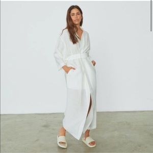 Lunya Resort Robe XS White Resort Silk Linen Tranquil Cozy Cotton